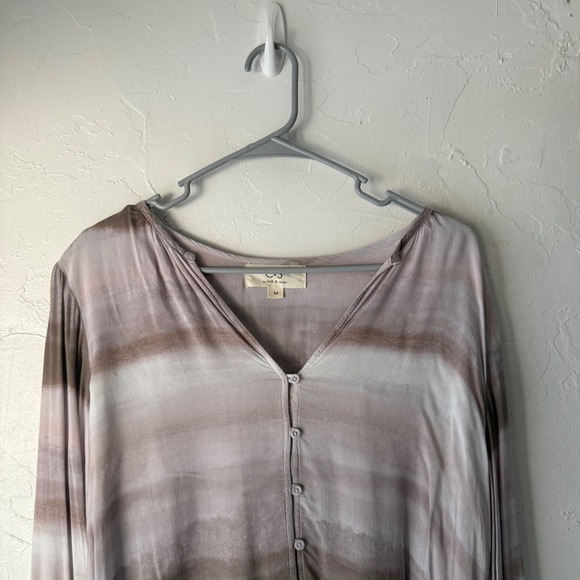 Cloth & Stone Blouse Top Women's Medium Long Sleeve Rayon Button Up Tie Dye - Picture 2 of 8